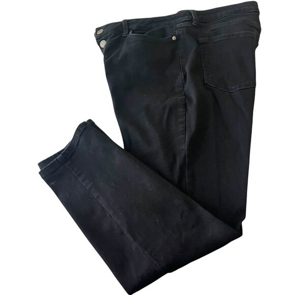 LAUREN CONRAD HI-RISE STRAIGHT LEG JEANS, WOMEN, 16 SKINNY-BLACK, 4 FRONT BUTTON - Picture 7 of 12